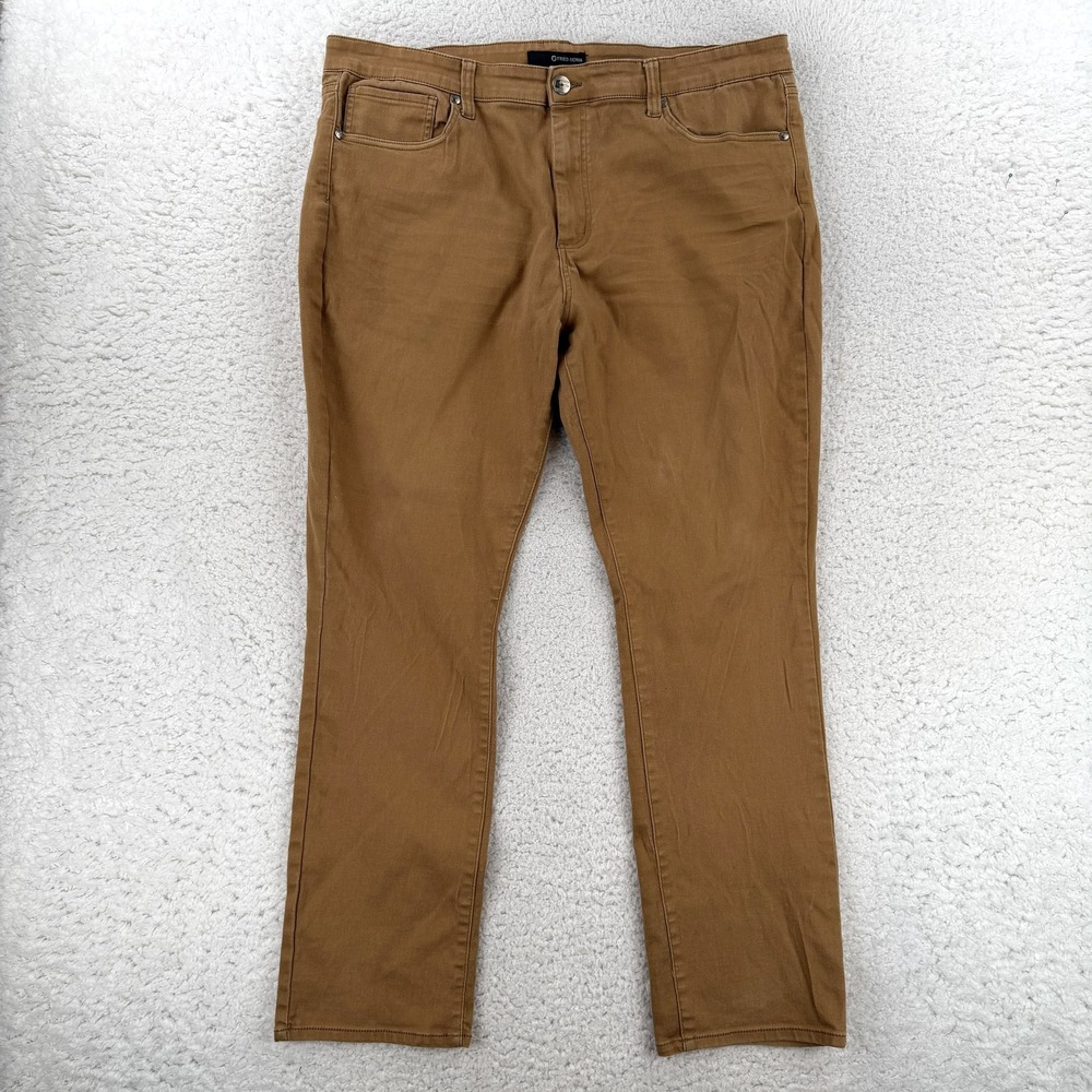 Fried Denim Jeans Mens 40x32 Brown Slim Tapered Stretch Denim Pants Casual